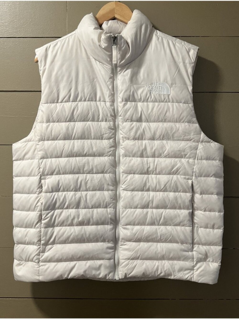 The North Face Full Zip 550 Down Flare Vest II Men's Large Light Ivory